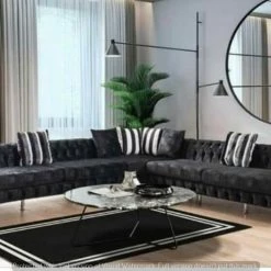 TURKISH DUBAI SOFA COLLECTION Hermes Corner Sofa Plush Velvet
