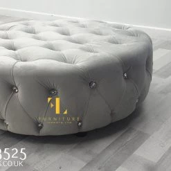 Furniture Imports LTD 3+2 SOFAS Chesterfield Round Sofa FULL UPHOLSTERY Footstool