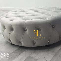 Furniture Imports LTD 3+2 SOFAS Chesterfield Round Sofa FULL UPHOLSTERY Footstool