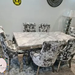 Furniture Imports LTD ALL DINING TABLE SET Danetti Lustro Crush Imperial Marble Dining Set