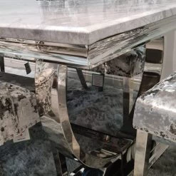 Furniture Imports LTD Danetti Lustro Crush Arianna Marble Dining Set ALL DINING TABLE SET