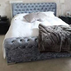 FIL Sleigh Chesterfield Crushed Velvet Bedframe 31 FIL Sleigh Chesterfield Crushed Velvet Bedframe