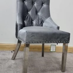 ASR INTERIOR Parklane Silver Pewter Velvet Dining Chair SALE ITEMS