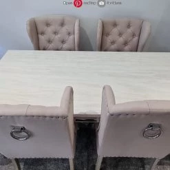 Furniture Imports LTD Chelsea Cream Dining Table Set + Orlando Circle Knockerback Dining Chairs ALL DINING TABLE SET