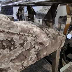 Furniture Imports LTD Phoenix Grey Marble Dining Table Set + Lustro Velvet Dining Chairs