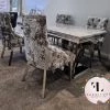 Furniture Imports LTD Phoenix Grey Marble Dining Table Set + Lustro Velvet Dining Chairs