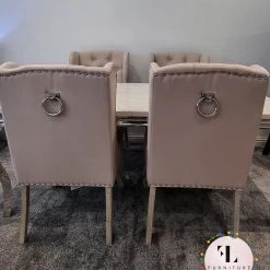 Furniture Imports LTD Chelsea Cream Dining Table Set + Orlando Circle Knockerback Dining Chairs ALL DINING TABLE SET