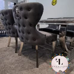 Furniture Imports LTD Valentino Arianna Grey Marble Dining Table Set