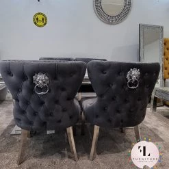 Furniture Imports LTD Valentino Arianna Grey Marble Dining Table Set