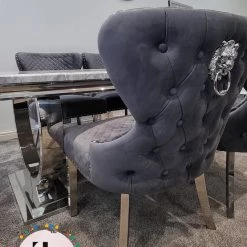 Furniture Imports LTD Valentino Arianna Grey Marble Dining Table Set