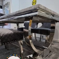 Furniture Imports LTD Valentino Arianna Grey Marble Dining Table Set