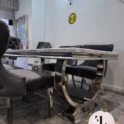 Furniture Imports LTD Valentino Arianna Grey Marble Dining Table Set