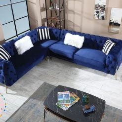 TURKISH DUBAI SOFA COLLECTION Hermes Corner Sofa Plush Velvet