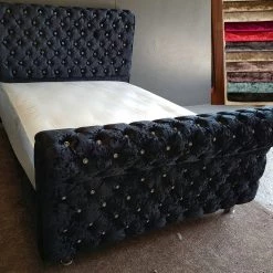 FIL Dicaprio Sleigh Crushed Velvet Bed