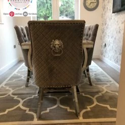 Furniture Imports LTD ALL DINING TABLE SET Arianna Mirrored Grey Marble Effect Dining Table Set + Majestic Chairs