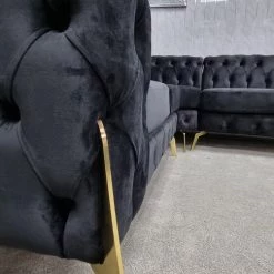 FURNITIURE IMPORT Hermes Corner 270cm X 270cm Black Velvet DUBAI SOFA COLLECTION