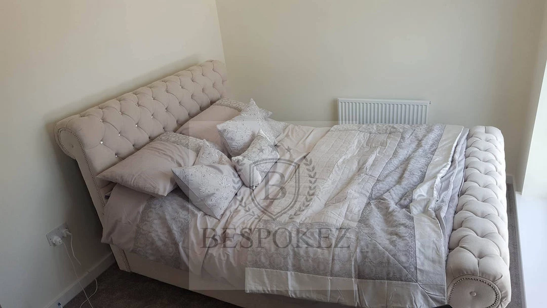 BESPOKEZ Santiago Plush Velvet Bedstead 3 BESPOKEZ Santiago Plush Velvet Bedstead