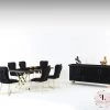 Furniture Imports LTD ALL DUBAI DINING & OCCATIONAL RANGES Luna Dining Table Set In Black With Gold Legs