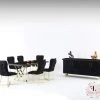 Furniture Imports LTD Luna Dining Table Set In Black With Gold Legs + 6 Dining Chairs SALE ITEMS
