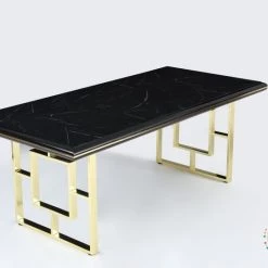 Furniture Imports LTD Anka Dining Table Set In Black With Gold Legs ALL DUBAI DINING & OCCATIONAL RANGES
