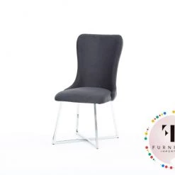 Furniture Imports LTD Luna Dining Table Set In White With Black Or Grey Chairs Chrome Legs