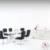 Furniture Imports LTD Luna Dining Table Set In White With Black Or Grey Chairs Chrome Legs
