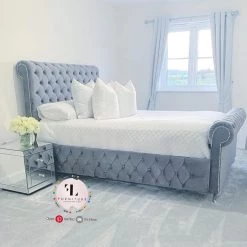 Furniture Imports LTD BAXTER SLEIGH PLUSH VELVET BEDFRAME