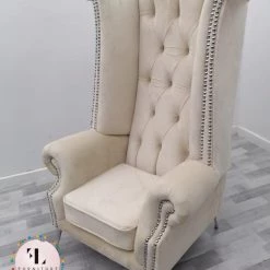 Velvetsofa SOFAS Queen Ann / Arm Chair High Back French Velvet & Lustro Velvet Range