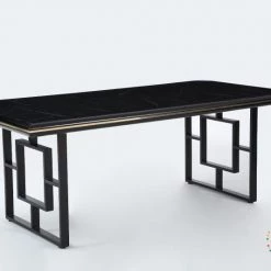 Furniture Imports LTD Anka Black Static Dining Table Set With Black Legs ALL DUBAI DINING & OCCATIONAL RANGES