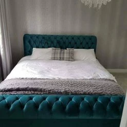 FIL Dark Knight Sleigh Plush Velvet Bed BED COLLECTION