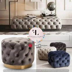 TURKISH DUBAI SOFA COLLECTION Chesterfield Luxury Velvet Footstools/Pouffe - Only For Dubai Sofa