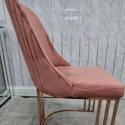 Furniture Imports LTD SALE ITEMS Hilton Rose Gold Metal Plating Pink Velvet Dining Chair