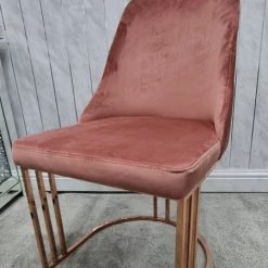 Furniture Imports LTD SALE ITEMS Hilton Rose Gold Metal Plating Pink Velvet Dining Chair