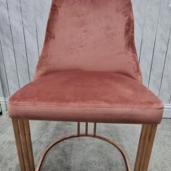 Furniture Imports LTD SALE ITEMS Hilton Rose Gold Metal Plating Pink Velvet Dining Chair