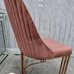 Furniture Imports LTD SALE ITEMS Hilton Rose Gold Metal Plating Pink Velvet Dining Chair