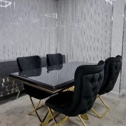 Furniture Imports LTD Karla Gold Metal Finish Dining Table Set + 4 Dining Chairs