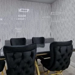 Furniture Imports LTD Karla Gold Metal Finish Dining Table Set + 4 Dining Chairs