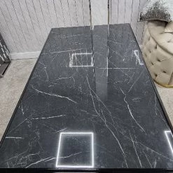 Furniture Imports LTD Karla Gold Metal Finish Dining Table Set + 4 Dining Chairs