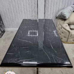 Furniture Imports LTD Karla Gold Metal Finish Dining Table Set + 4 Dining Chairs