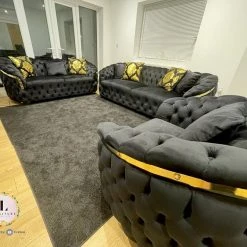 TURKISH DUBAI SOFA COLLECTION Bvlgari Sofa 3+2 Range Plush Velvet - Choose Combination