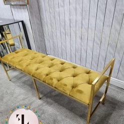 Furniture Imports LTD Sahara Metal Plating Plush Soft Velvet Bench