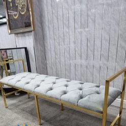 Furniture Imports LTD Sahara Metal Plating Plush Soft Velvet Bench