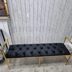 Furniture Imports LTD Sahara Metal Plating Plush Soft Velvet Bench