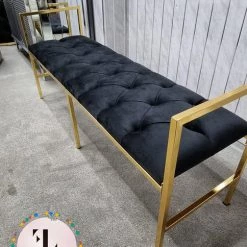 Furniture Imports LTD Sahara Metal Plating Plush Soft Velvet Bench