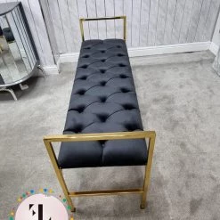 Furniture Imports LTD Sahara Metal Plating Plush Soft Velvet Bench