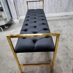 Furniture Imports LTD Sahara Metal Plating Plush Soft Velvet Bench