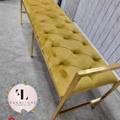 Furniture Imports LTD Sahara Metal Plating Plush Soft Velvet Bench