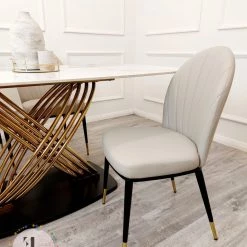 Furnish 365 Orion Gold 1.8 Polar White Sintered Stone Top + Sienna Dining Chairs