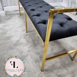 Furniture Imports LTD Sahara Metal Plating Plush Soft Velvet Bench