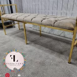 Furniture Imports LTD Sahara Metal Plating Plush Soft Velvet Bench